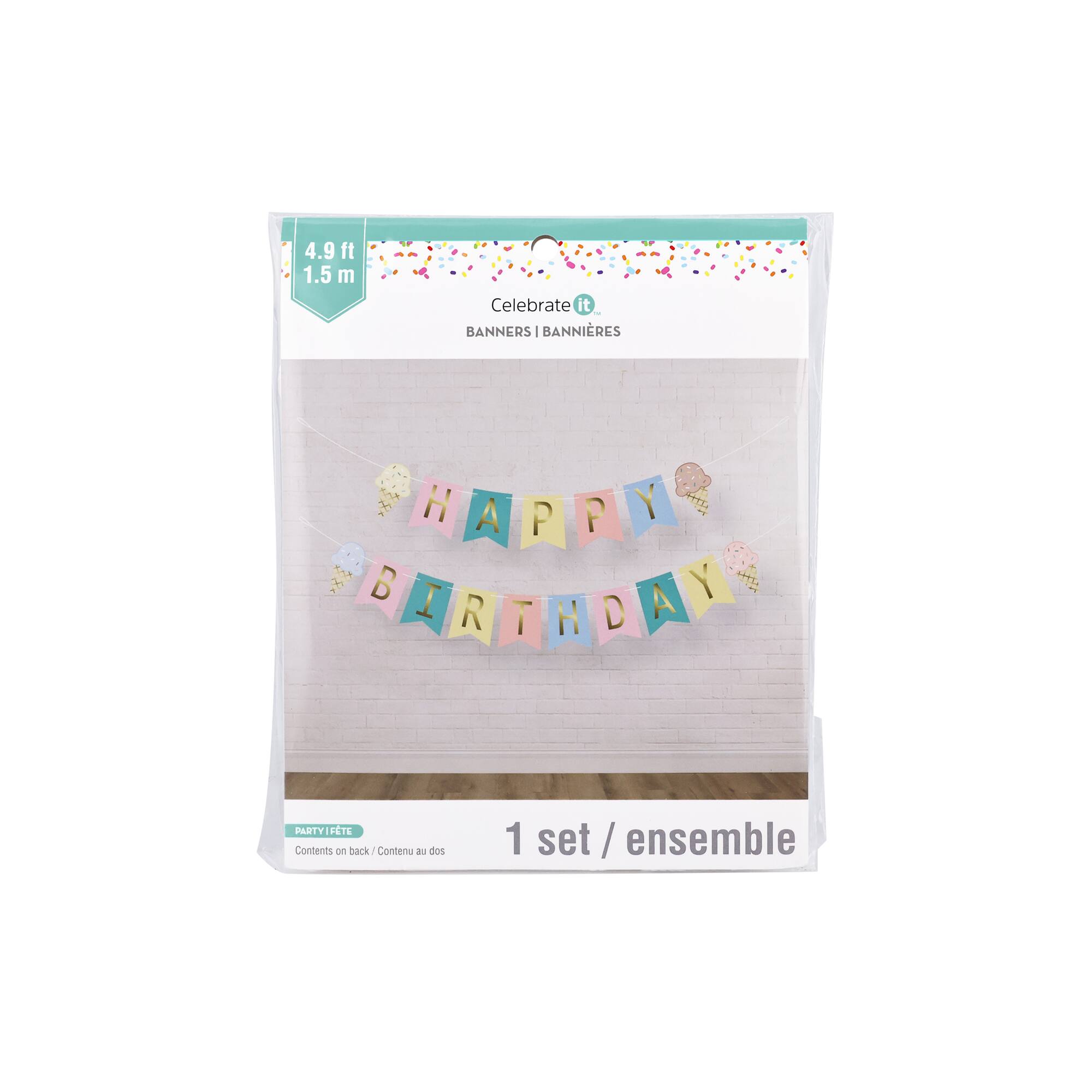 12 Pack: 5ft. Ice Cream Happy Birthday Banner Set by Celebrate It™